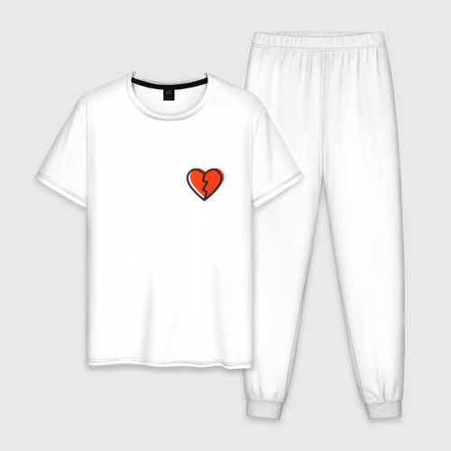 Мужская пижама хлопок с принтом Расколотое сердце - мини, вид спереди #2