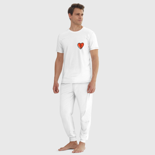 Мужская пижама хлопок Расколотое сердце - мини, цвет белый - фото 5