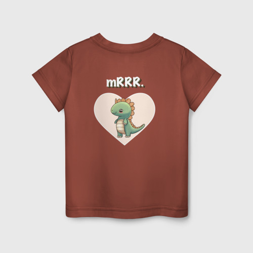 Детская футболка хлопок с принтом Мистер милый динозавр, вид сзади #1