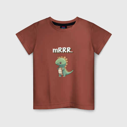Детская футболка хлопок с принтом Мистер милый динозавр, вид спереди #2