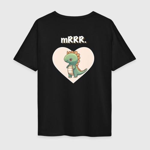 Мужская футболка хлопок Oversize с принтом Мистер милый динозавр, вид сзади #1