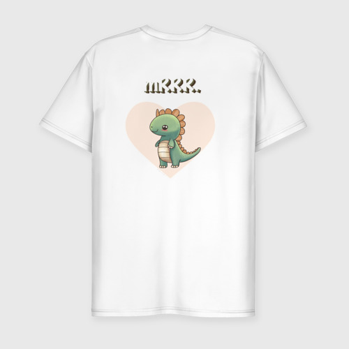 Мужская футболка хлопок Slim с принтом Мистер милый динозавр, вид сзади #1
