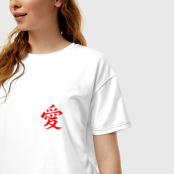 Женская футболка хлопок Oversize Кандзи "Любовь" - фото 2