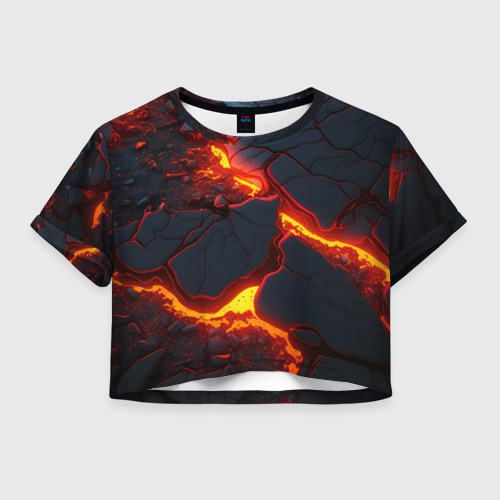 Женская футболка Crop-top 3D Красивая неоновая лава, цвет 3D печать