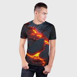 Мужская футболка 3D Slim Красивая неоновая лава - фото 2
