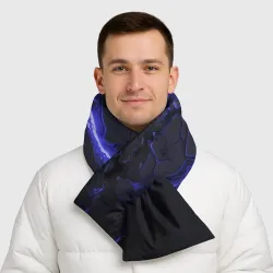 Шарф-пуховик 3D Красивая синяя неоновая лава - фото 2