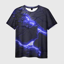Мужская футболка 3D Красивая синяя неоновая лава
