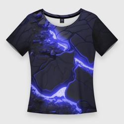 Женская футболка 3D Slim Красивая синяя неоновая лава