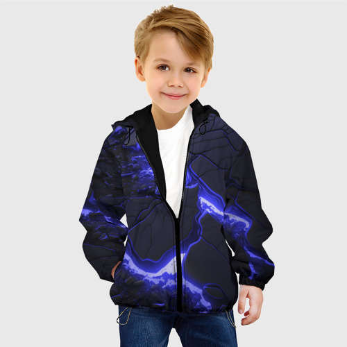 Детская куртка 3D Красивая синяя неоновая лава, цвет черный - фото 3