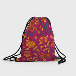 Рюкзак-мешок 3D Цветы на малиновом фоне
