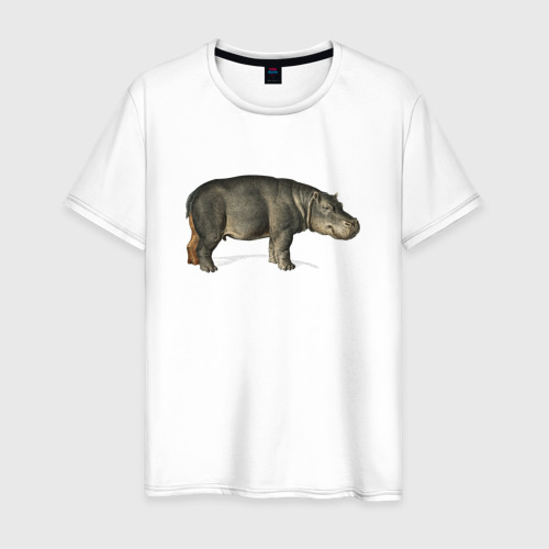 Мужская футболка из хлопка с принтом Hippopotamus, вид спереди №1