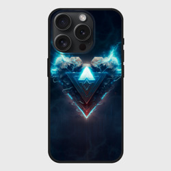 Чехол силиконовый для Apple iPhone 15 Pro Мax матовый Каменное сердце в синем неоновом электрическом свечении