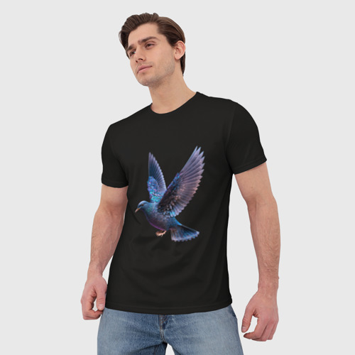 Мужская футболка 3D Неоновый сизый голубь, цвет 3D печать - фото 3