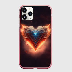 Чехол для iPhone 11 Pro Max матовый Каменное сердце в неоновом красном электрическом свечении