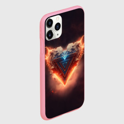 Чехол для iPhone 11 Pro Max матовый Каменное сердце в неоновом красном электрическом свечении - фото 2