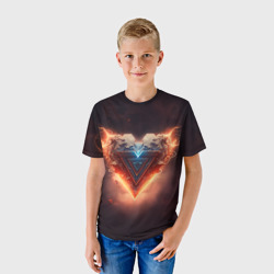 Детская футболка 3D Каменное сердце в неоновом красном электрическом свечении - фото 2