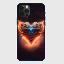 Чехол для iPhone 12 Pro Каменное сердце в неоновом красном электрическом свечении