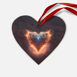 Деревянная игрушка Сердце Каменное сердце в неоновом красном электрическом свечении