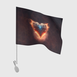 Флаг для автомобиля Каменное сердце в неоновом красном электрическом свечении