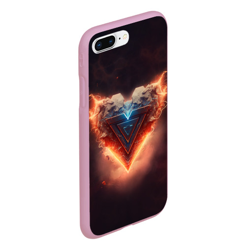 Чехол для iPhone 7Plus/8 Plus матовый с принтом Каменное сердце в неоновом красном электрическом свечении, вид сбоку #3