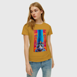 Женская футболка хлопок Кошка по имени Мардж - нейросеть - art - фото 2