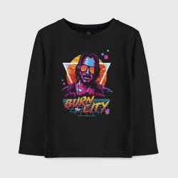 Детский лонгслив хлопок Cyberpunk retrowave: Джони burn the city