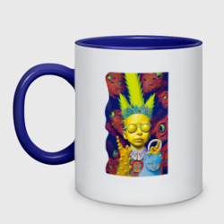Кружка двухцветная Bart and blue cat - neural network - fantasy