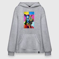 Худи SuperOversize хлопок Сальвадор Дали и носорог - нейросеть - art