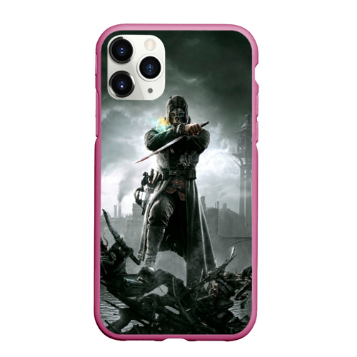 Чехол для iPhone 11 Pro Max матовый Dishonored steampunk, цвет малиновый