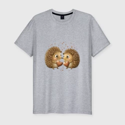 Мужская футболка хлопок Slim Два влюбленных ежика