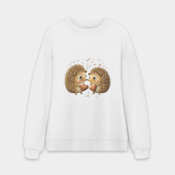 Мужской свитшот oversize без начеса хлопок Два влюбленных ежика