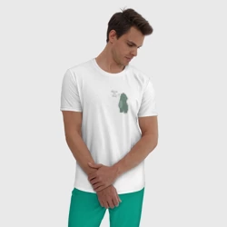Мужская пижама с белой футболкой хлопок Милый динозаврик - парные принты - фото 2