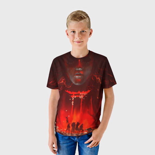 Детская футболка 3D с принтом Призрак Цусимы, фото на моделе #1