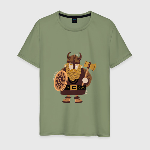 Мужская футболка хлопок Викинг с топором и щитом, цвет авокадо