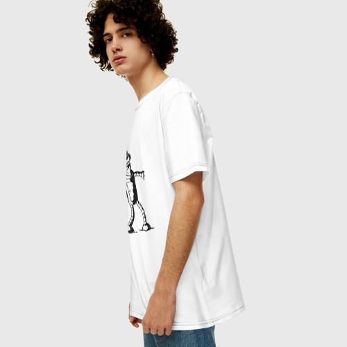Мужская футболка хлопок Oversize Бендер граффити, цвет белый - фото 5