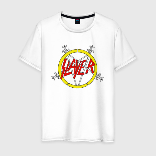 Мужская футболка из хлопка с принтом Slayer rock music, вид спереди №1