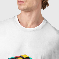 Футболка с принтом Кубик-рубик для мужчины, вид на модели спереди №4. Цвет основы: белый