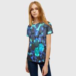 Женская футболка 3D Броня из энерго-гексагонов - фото 2