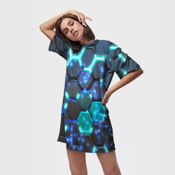 Платье-футболка 3D Броня из энерго-гексагонов - фото 2