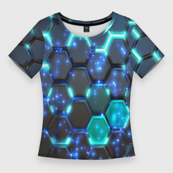 Женская футболка 3D Slim Броня из энерго-гексагонов