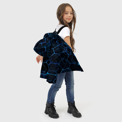 Зимняя куртка для девочек 3D с принтом Сетка из лучей, фото #4