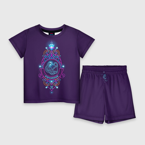 Детский костюм с шортами 3D Знак Зодиака Водолей с орнаментом, цвет 3D печать