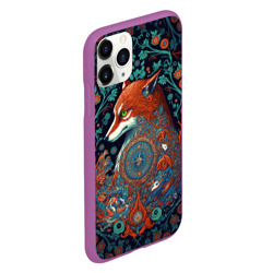 Чехол для iPhone 11 Pro матовый Рыжая лиса с орнаментом - фото 2