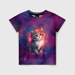 Детская футболка 3D Космически котенок