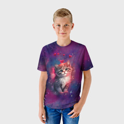 Детская футболка 3D Космически котенок - фото 2