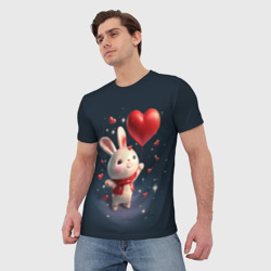 Мужская футболка 3D Кролик с шариком - фото 2