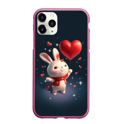 Чехол для iPhone 11 Pro Max матовый Кролик с шариком
