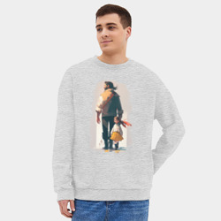 Мужской свитшот oversize без начеса хлопок Дочка и отец вместе - фото 2