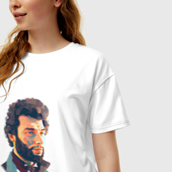 Женская футболка хлопок Oversize Пушкин в современном стиле - фото 2