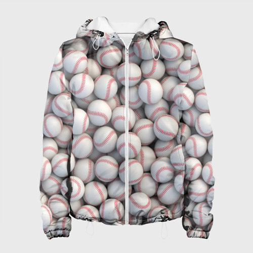 Женская куртка 3D Бейсбольные мячи, цвет белый